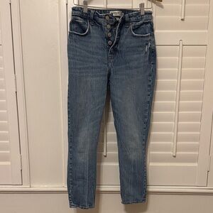 Abercrombie & Fitch High-Rise Button-Fly Jeans in Blue Wash